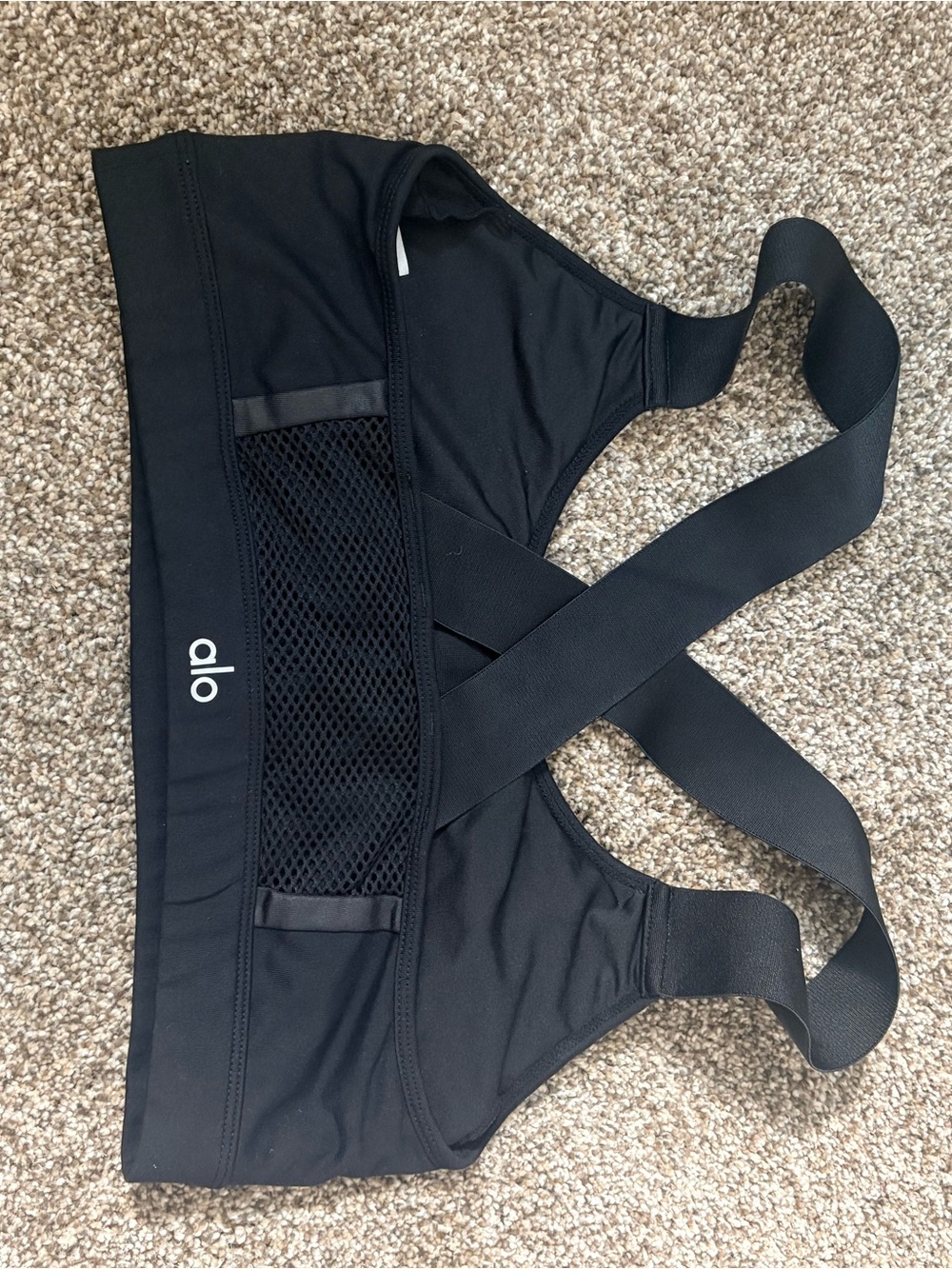 ALO Yoga Black Cross-Back Sports Bra - Picture 2 of 7